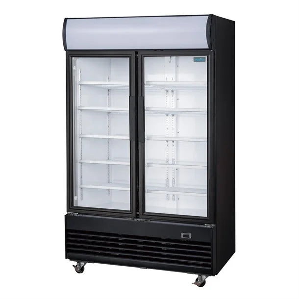 Polar G-Series Black Upright Two Door Display Fridge 950Ltr GM813-A