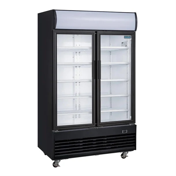 Polar G-Series Black Upright Two Door Display Fridge 950Ltr GM813-A