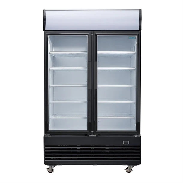 Polar G-Series Black Upright Two Door Display Fridge 950Ltr GM813-A