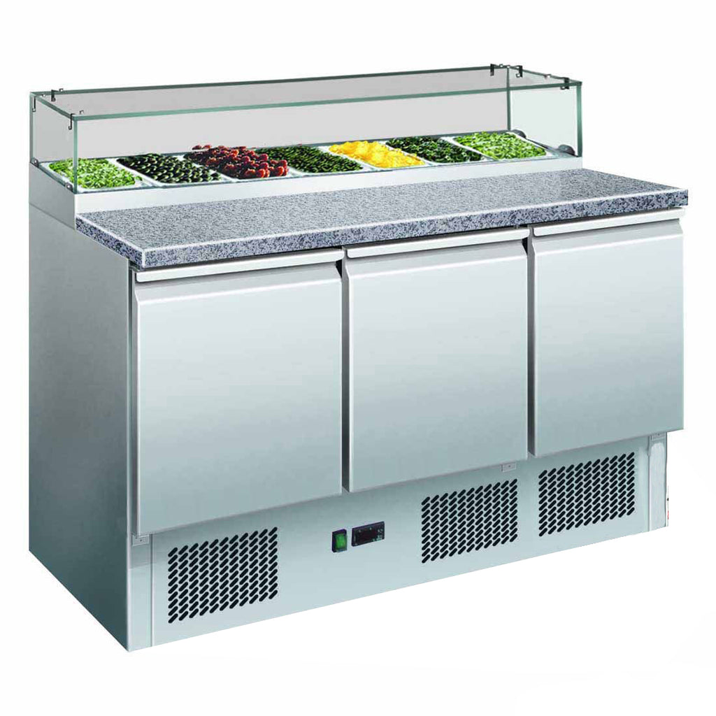 GNS1300E Three Door Salad Marble Prep Top