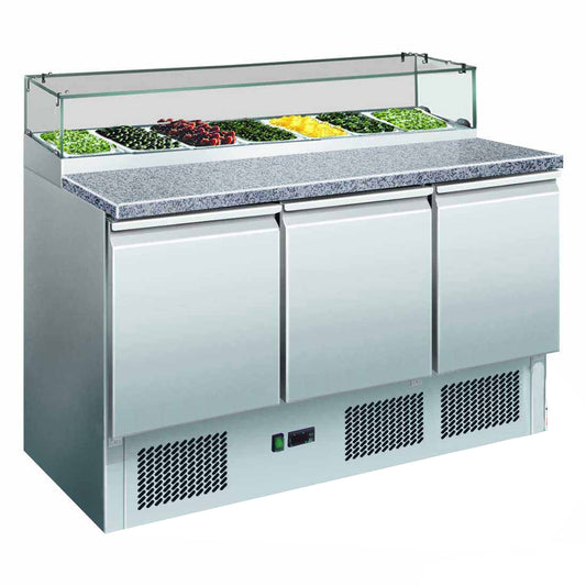 GNS1300E Three Door Salad Marble Prep Top