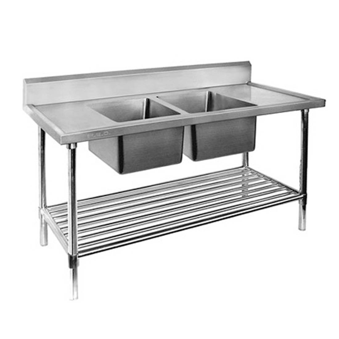 Double Centre Sink Bench with Pot Undershelf DSB6-1500C/A