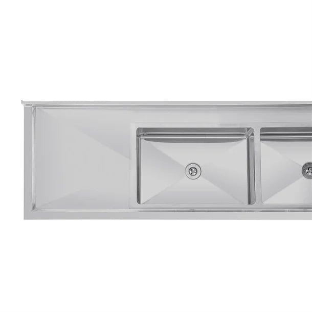 Vogue 2400mm Double Bowl Sink With splashback HC909