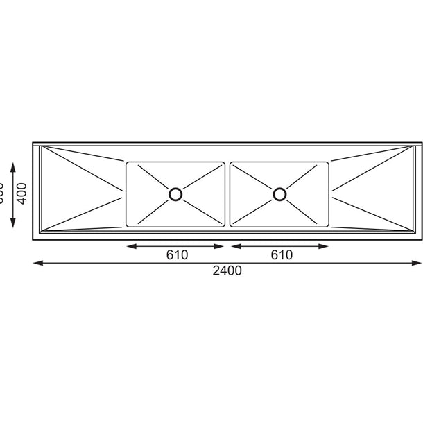 Vogue 2400mm Double Bowl Sink With splashback HC909