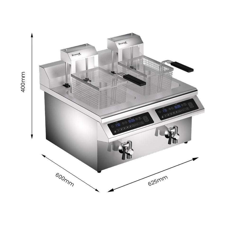 Benchstar Double 8lt Tanks Auto Lifting Induction Fryer IF7000D-AL