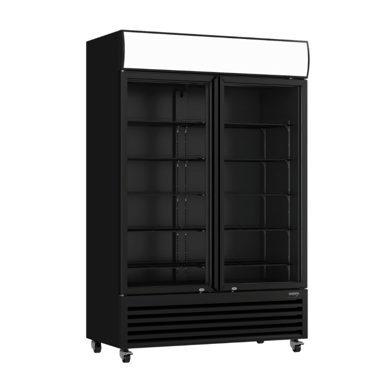 Thermaster Large Two Glass Door Colourbond Upright Drink Fridge LG-1200BP