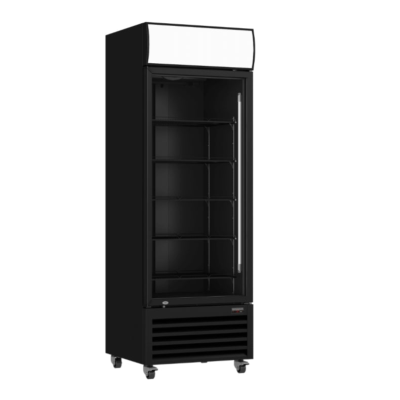 Thermaster Single Glass Door Black Colourbond Upright Drink Fridge LG-540BP