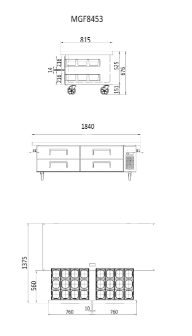 Atosa Chef Base 4 Drawers Fridge 1840mm MGF8453