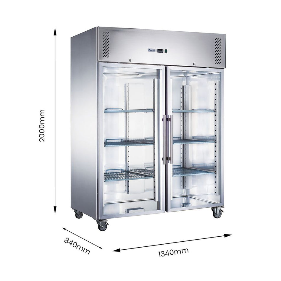 FED-X XURC1200G2V Commercial Two Door Glass Display Fridge – 1236L