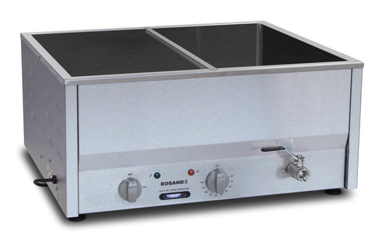 Roband Countertop Bain Marie with thermostat 2 x 1/2 size, pans not included BM4T