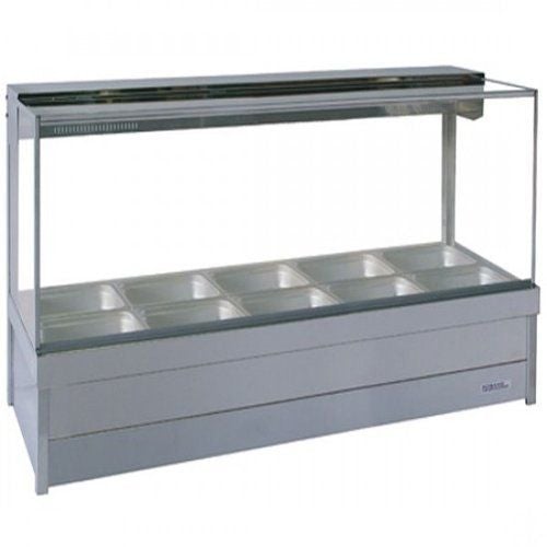 Roband Curved Glass Hot Food Display Bar, 10 pans double row with roller doors - C25RD