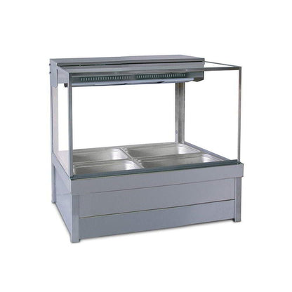 Roband Square Glass Hot Food Display Bar, 4 pans double row with roller doors - S22RD