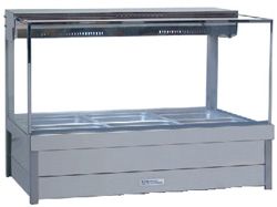 Roband S23RD Square Glass Hot Food Display Bar, 6 pans double row with roller doors