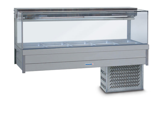 Roband SRX25RD Square Glass Refrigerated Display Bar 10 pans