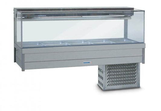 Roband SRX26RD Square Glass Refrigerated Display Bar 12 pans
