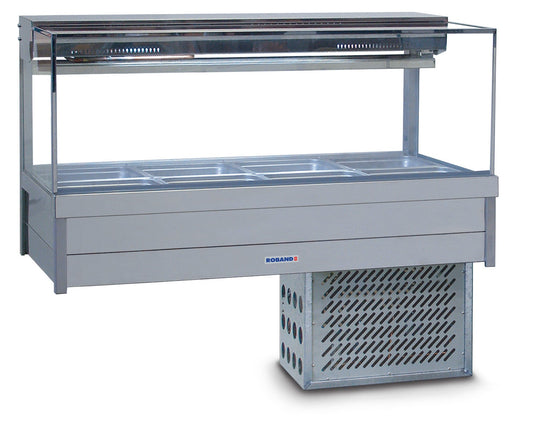 Roband SRX24RD Square Glass Refrigerated Display Bar 8 pans
