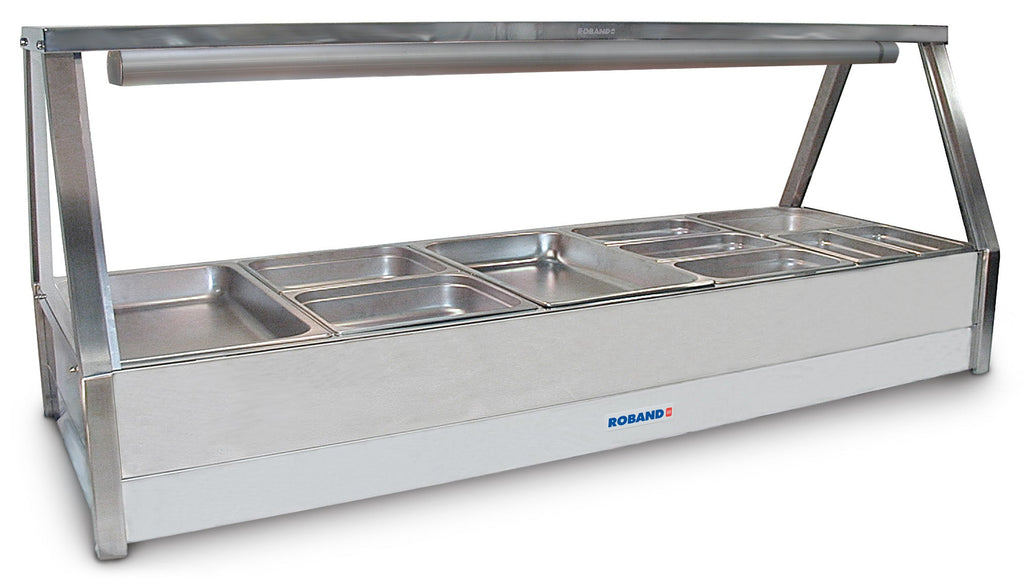 Roband E25 Straight Glass Hot Food Display Bar, 10 pans double row