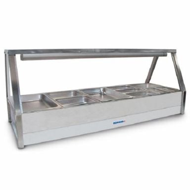 Roband E25RD Straight Glass Hot Food Display Bar 10 pans double row with roller door