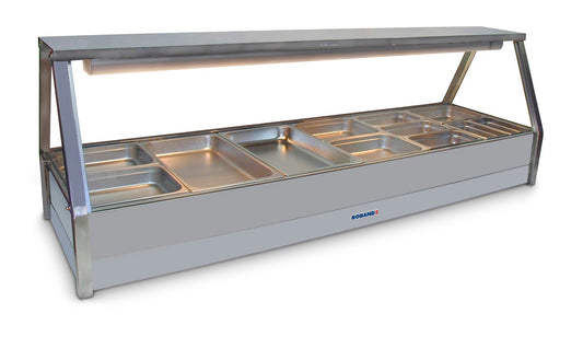 Roband E26 Straight Glass Hot Food Display Bar, 12 pans double row