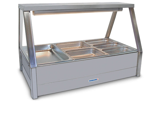 Roband E23 Straight Glass Hot Food Display Bar, 6 pans double row