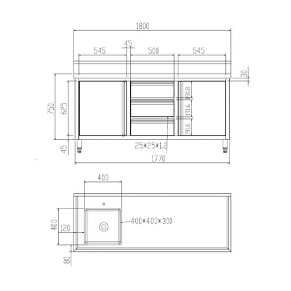 SC-6-1800L-H Cabinet with Left Sink