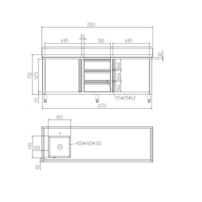 SC-6-2100L-H Cabinet with Left Sink