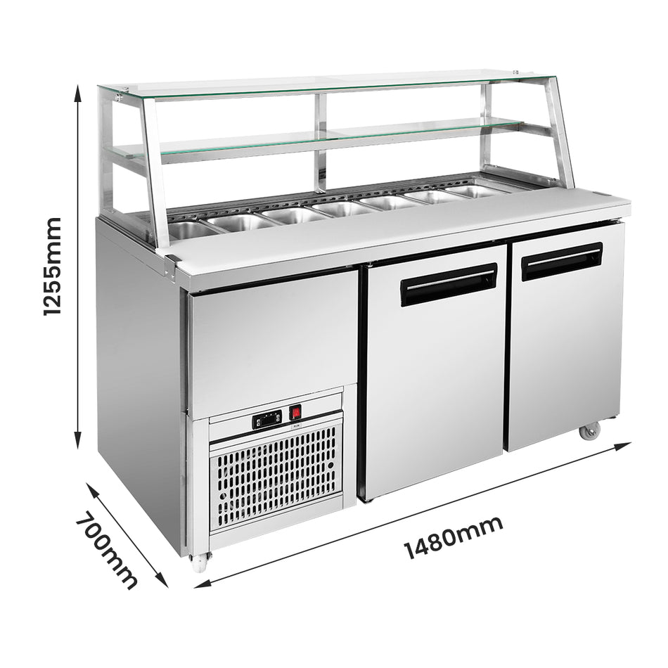 Thermaster SCB/15 Two Door Sandwich Prep Fridge – 7 Pan Capacity