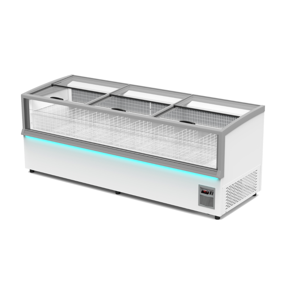 Thermaster 1201L 3 Sliding Lid Side Piece Dual Temperature Supermarket Island Display - SIFW-L250G
