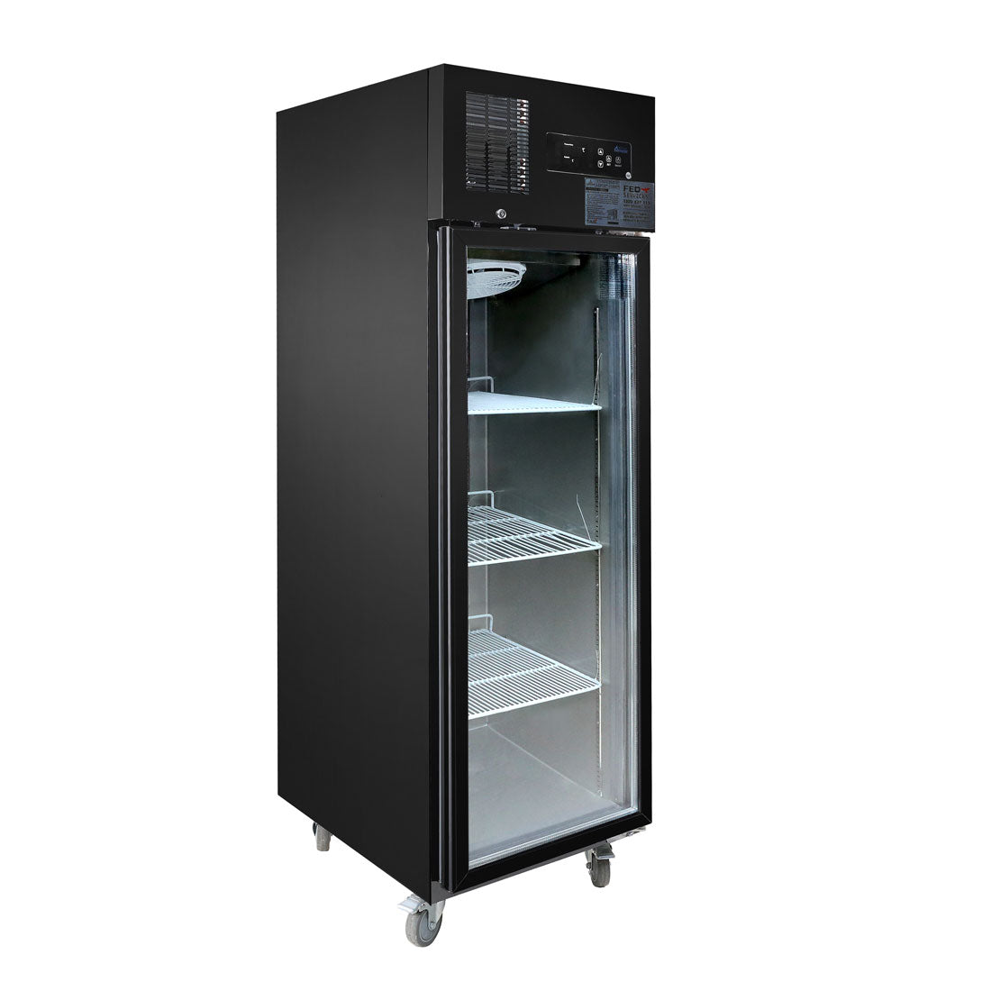 Single glass door upright freezer black stainless steel - SUFG500B