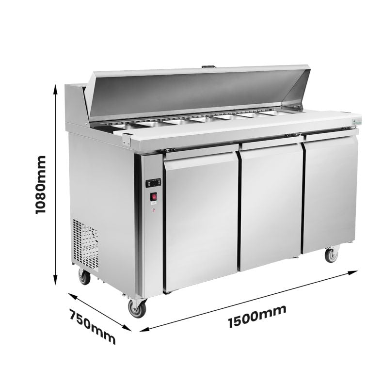 Thermaster SLB150 Three Door Sandwich Bar Fridge 1500mm