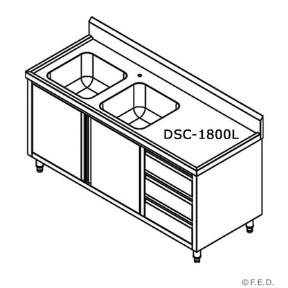 DSC-1800L-H KITCHEN TIDY CABINET WITH DOUBLE LEFT SINKS