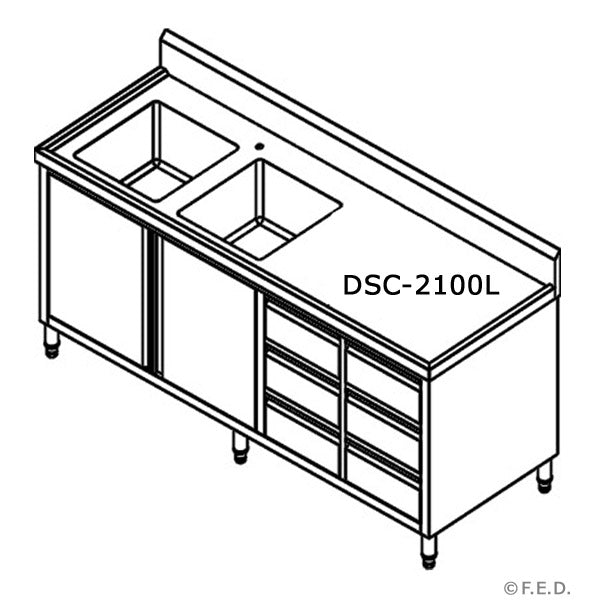 DSC-2100L-H KITCHEN TIDY CABINET WITH DOUBLE LEFT SINKS