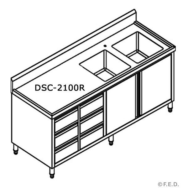 DSC-1800L-H KITCHEN TIDY CABINET WITH DOUBLE LEFT SINKS