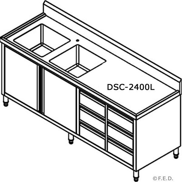 DSC-1800L-H KITCHEN TIDY CABINET WITH DOUBLE LEFT SINKS