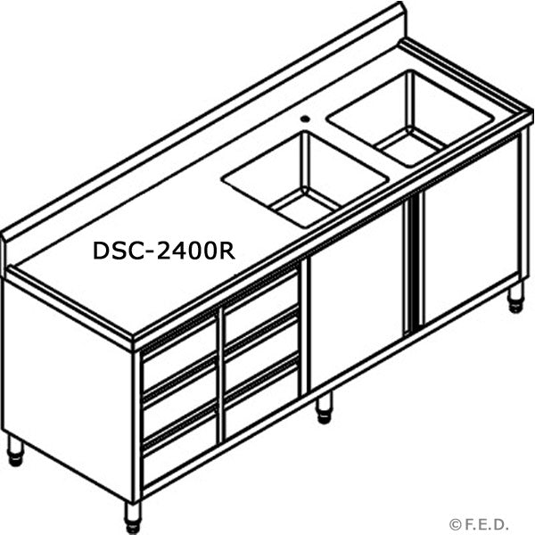 DSC-2400R-H KITCHEN TIDY CABINET WITH DOUBLE RIGHT SINKS