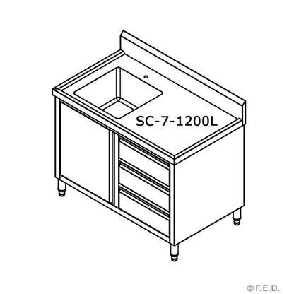 SC-7-1200L-H CABINET WITH LEFT SINK