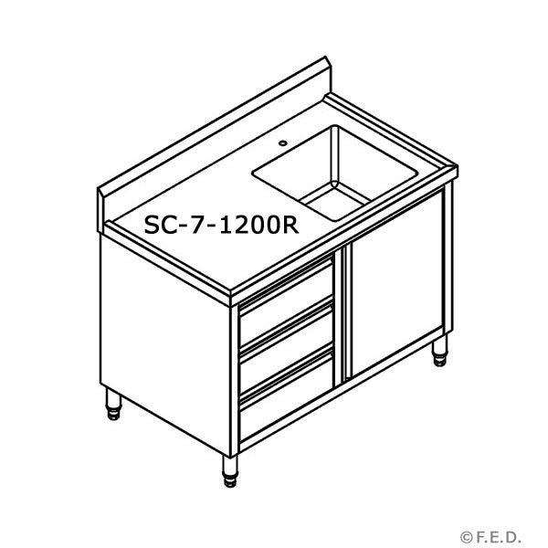 SC-7-1200R-H CABINET WITH RIGHT SINK