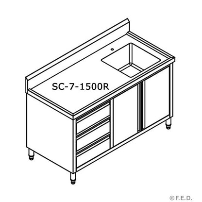 SC-7-1200L-H CABINET WITH LEFT SINK