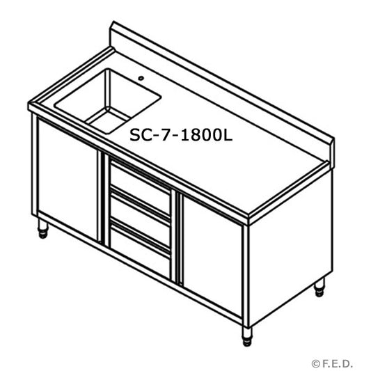 SC-7-1800L-H CABINET WITH LEFT SINK