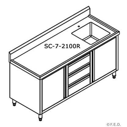 SC-7-1200L-H CABINET WITH LEFT SINK