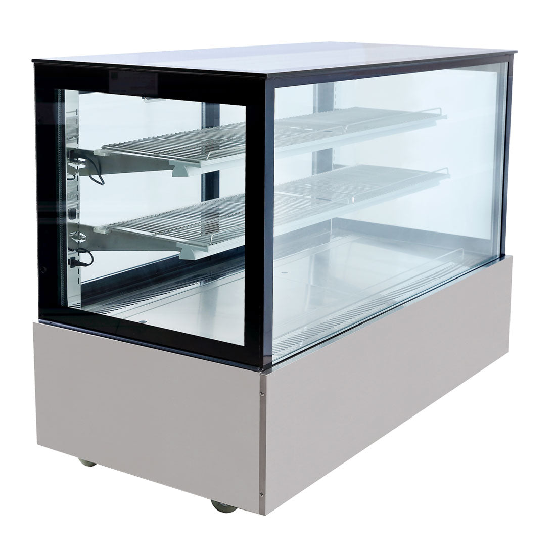 SSU150-2XB Black Trim Square Glass Cake Display 2 Shelves 1500x700x1100