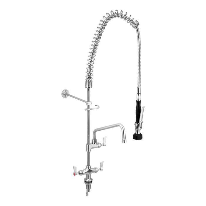 3monkeez T-3M53058 Stainless Steel Dual Bench Mount Pre-Rinse Unit with 12" Pot Filler