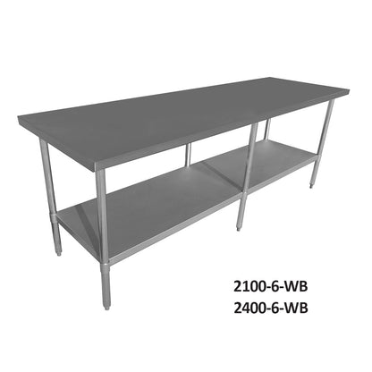 2400-6-WB Economic 304 Grade Stainless Steel Table 2400x600x900 - 6 legs