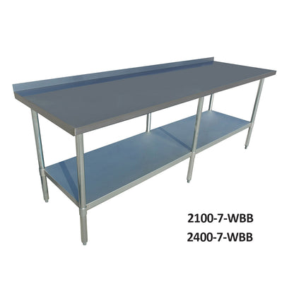 1800-7-WBB Economic 304 Grade Stainless Steel Table with splashback  1800x700x900