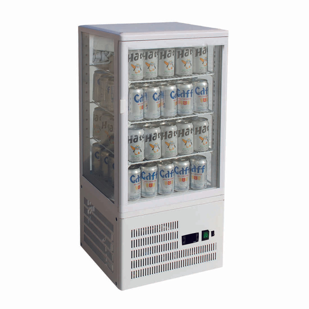 TCBD78W Four-Sided Countertop Beverage Display Fridge White