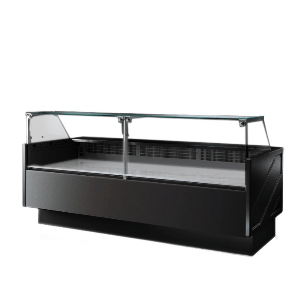 Tecnodom Serie MR80 Black 2480mm Wide Deli Display with Storage and Castors TDMR-0825B