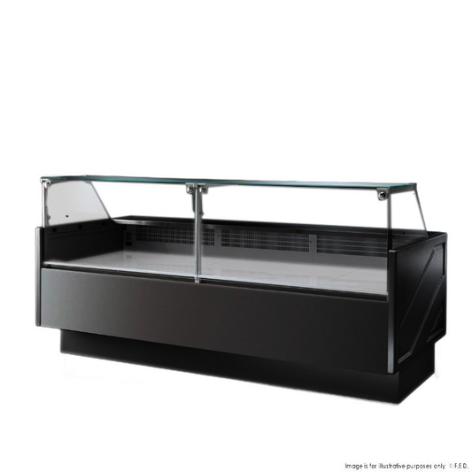 Serie MR Black 2480mm Wide Deli Display with Storage and Castors TDMR-0925B