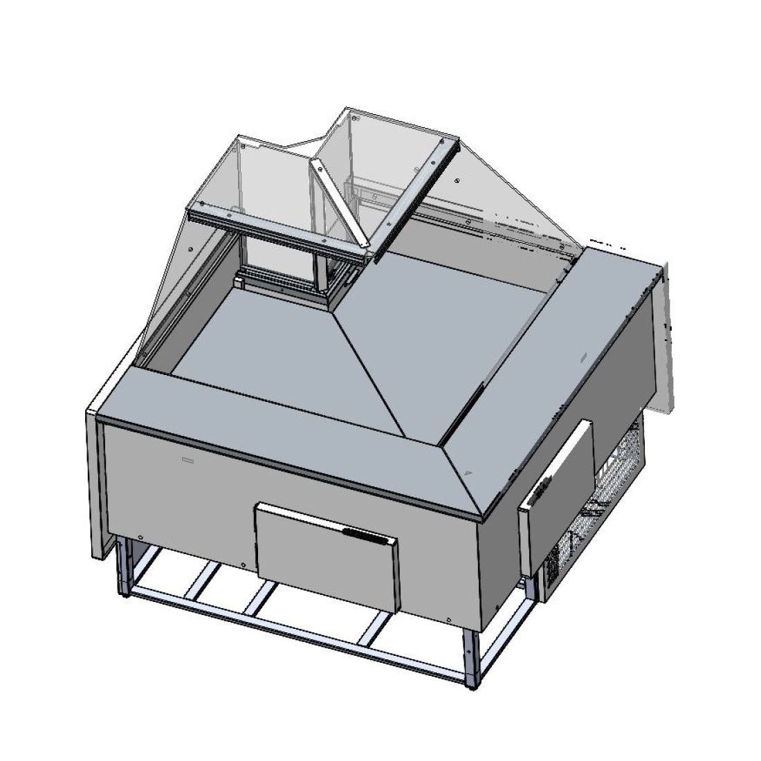 Tecnodom by FHE TDMR-I Series MR Black Corner Deli Display w/ Storage & Castors