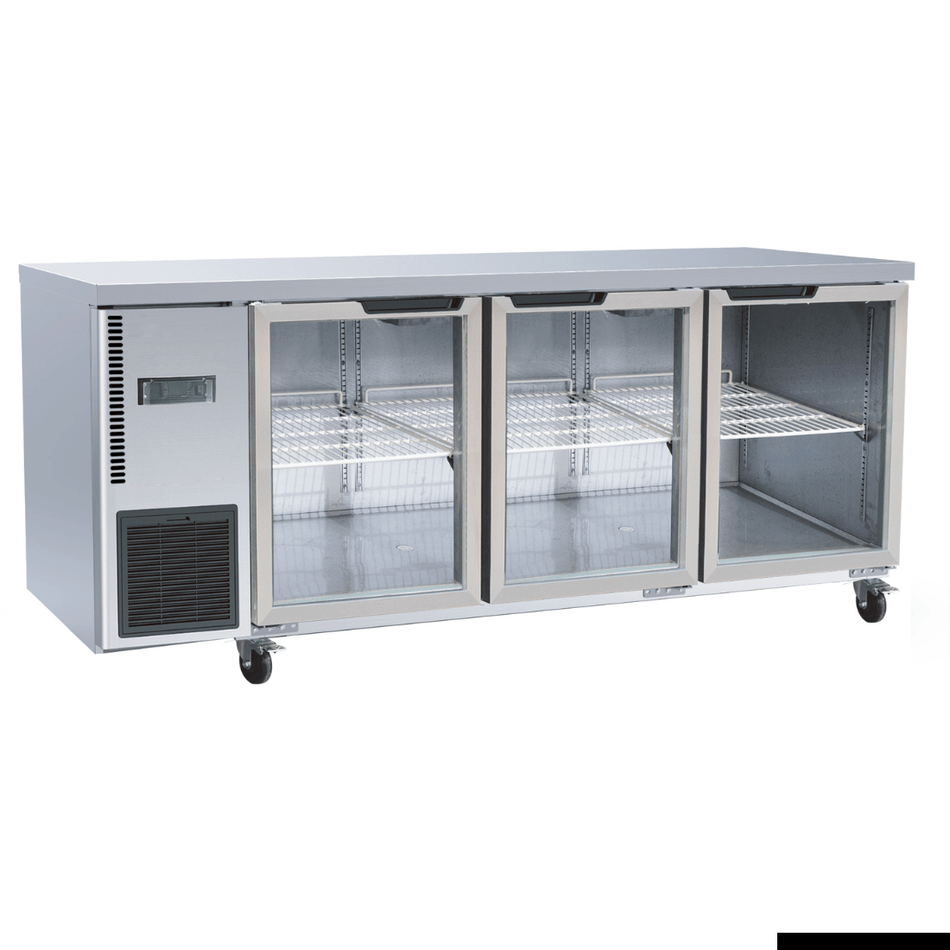 1800mm Stainless Steel Triple Glass Door Workbench Fridge TL1800TNG-3D