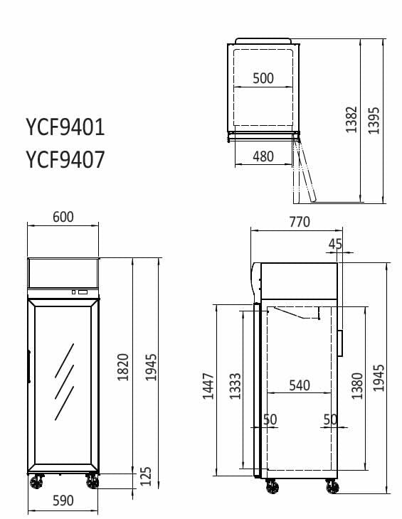 Atosa 410L Single Door Glass Upright Freezer YCF9407